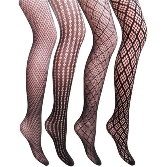 Women Patterned Fishnet Tights Black Fishnets Net Stockings Pantyhose - Picture 1 of 5